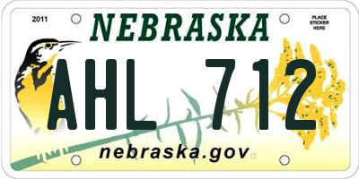 NE license plate AHL712