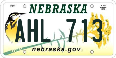 NE license plate AHL713