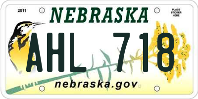 NE license plate AHL718