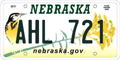 NE license plate AHL721