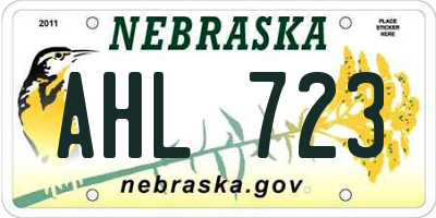 NE license plate AHL723
