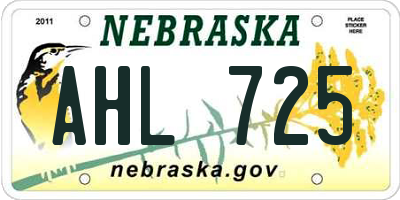 NE license plate AHL725