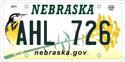 NE license plate AHL726