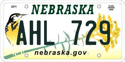 NE license plate AHL729