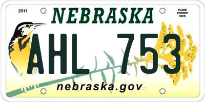 NE license plate AHL753