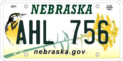 NE license plate AHL756
