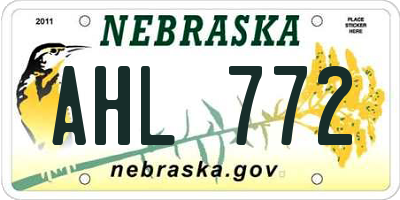 NE license plate AHL772