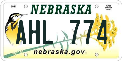 NE license plate AHL774