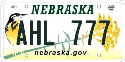 NE license plate AHL777