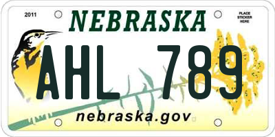 NE license plate AHL789