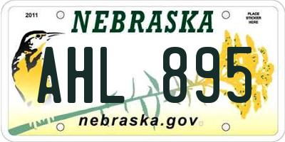 NE license plate AHL895