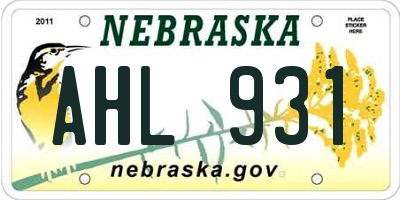 NE license plate AHL931