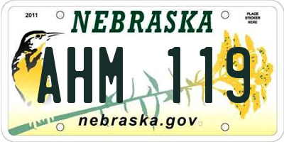NE license plate AHM119