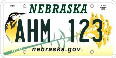 NE license plate AHM123