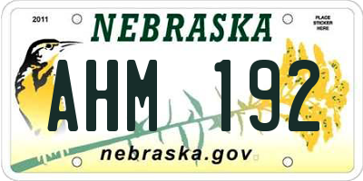 NE license plate AHM192