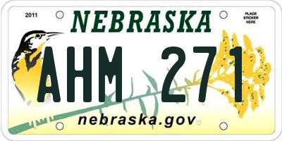NE license plate AHM271