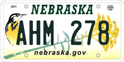 NE license plate AHM278