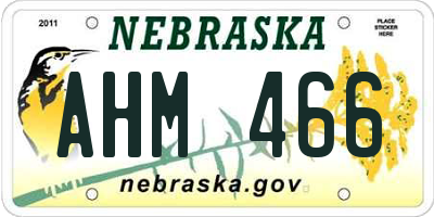 NE license plate AHM466