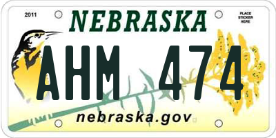 NE license plate AHM474