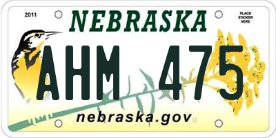 NE license plate AHM475