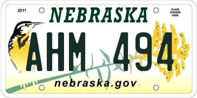 NE license plate AHM494
