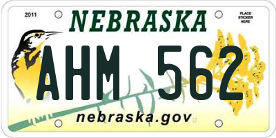 NE license plate AHM562