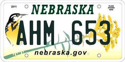 NE license plate AHM653