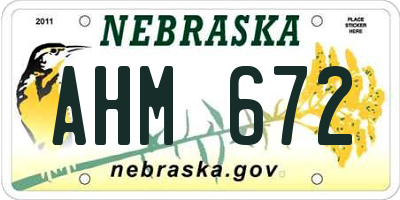 NE license plate AHM672