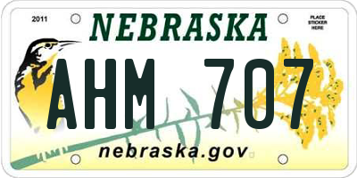 NE license plate AHM707