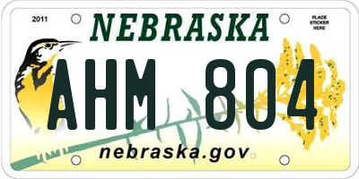 NE license plate AHM804