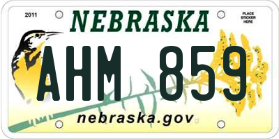 NE license plate AHM859