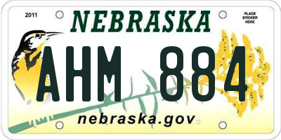 NE license plate AHM884