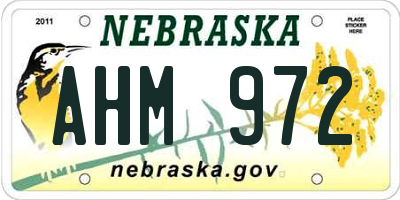 NE license plate AHM972