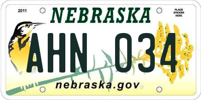 NE license plate AHN034