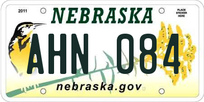 NE license plate AHN084