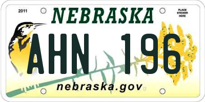 NE license plate AHN196