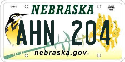 NE license plate AHN204