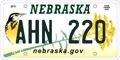 NE license plate AHN220