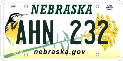 NE license plate AHN232