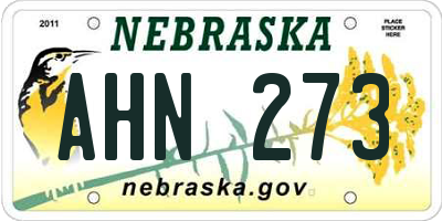 NE license plate AHN273