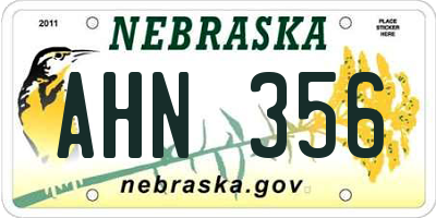 NE license plate AHN356