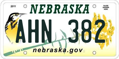NE license plate AHN382