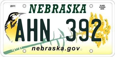 NE license plate AHN392