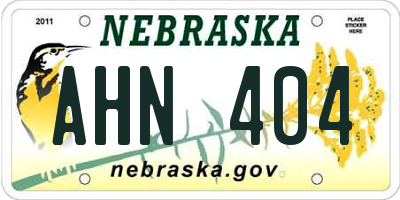 NE license plate AHN404