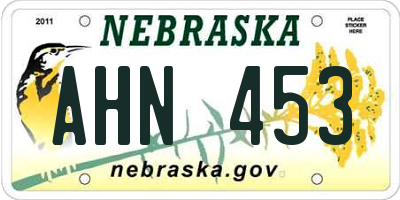 NE license plate AHN453