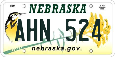 NE license plate AHN524