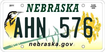 NE license plate AHN576