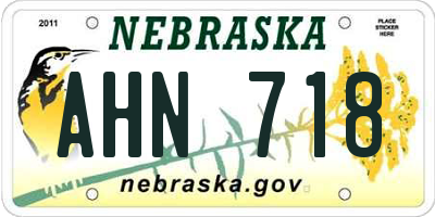 NE license plate AHN718