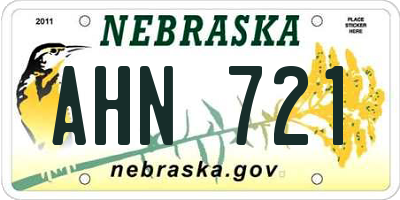 NE license plate AHN721