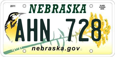 NE license plate AHN728
